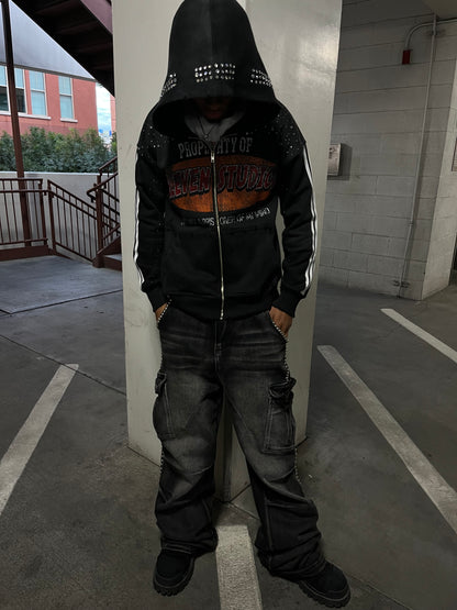 BLACK “i am not a prisoner of my mind” zip up