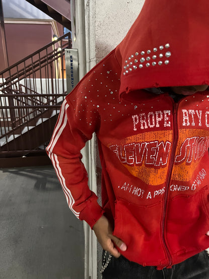 RED "I am not a prisoner of mind" ZIP UP