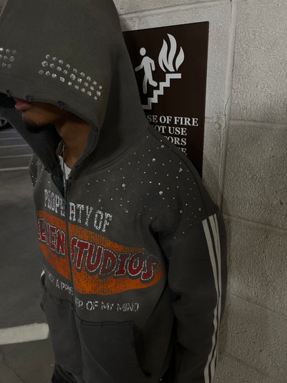 GREY “i am not a prisoner of my mind” ZIP UP