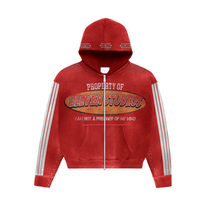 RED "I am not a prisoner of mind" ZIP UP