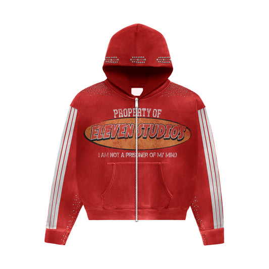 RED "I am not a prisoner of mind" ZIP UP