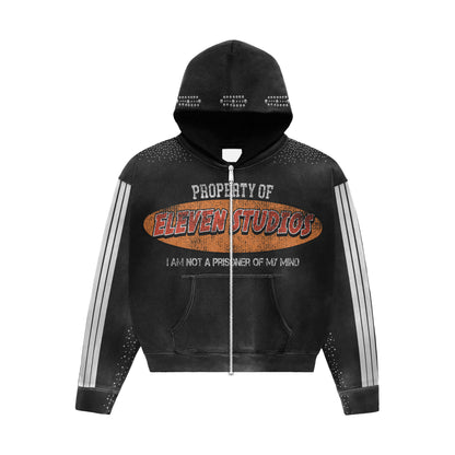 BLACK “i am not a prisoner of my mind” zip up